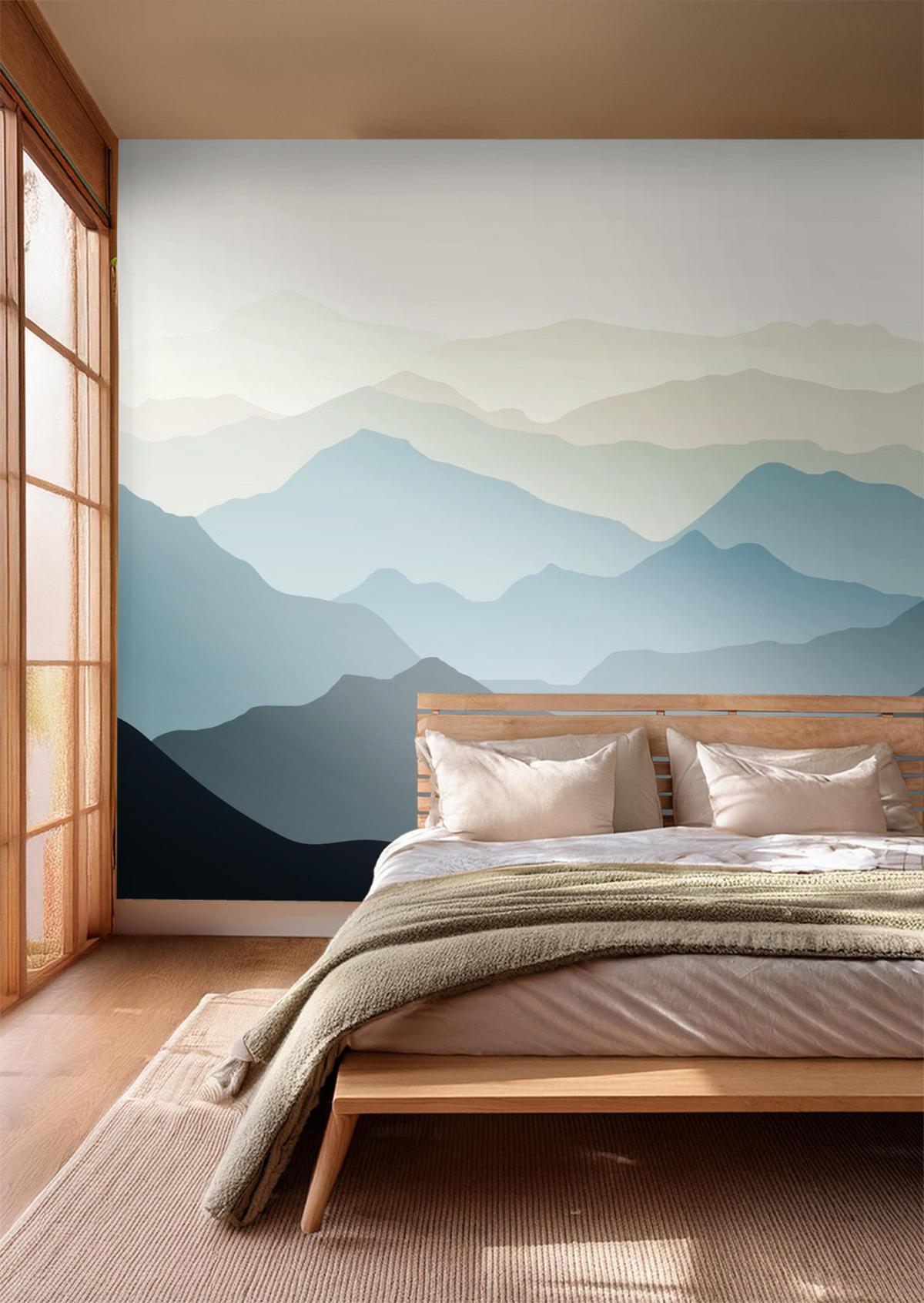 FOTOTAPETE Berglandschaft 375 x 270 cm - Blau, Papier (375/270cm) - Sanders & Sanders