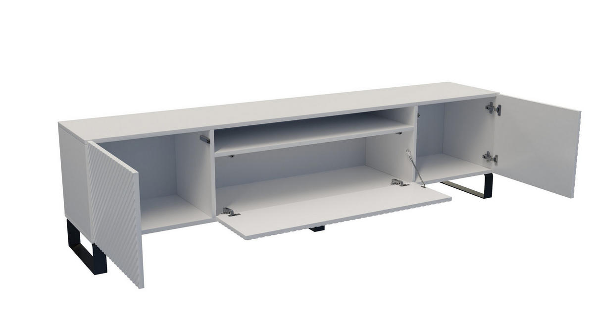 LOWBOARD CAVA 200/41/40 cm, Stand-TV-Schrank Weiß - Weiß, Holzwerkstoff (200/41/40cm) - MASSENO