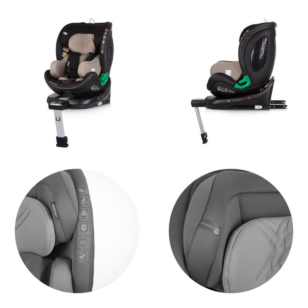 KINDERSITZ Maximus i-Size (40 - 150 cm) beige Isofix Stützbein 360° drehbar - Beige, Kunststoff (43/82/54cm) - Chipolino