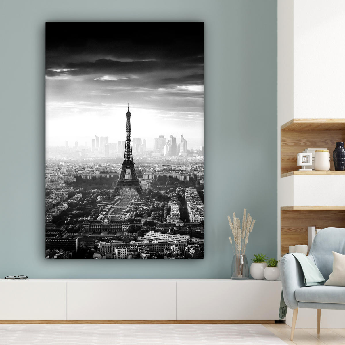 SLIKA NA PLATNU Pariz 90x140 cm - temno siva, tekstil (90/140cm) - MuchoWow
