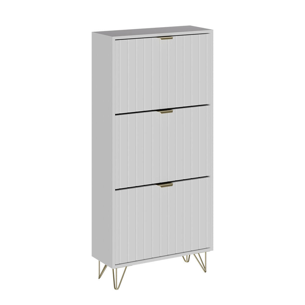 SCHUHSCHRANK Helge Weiß 60 x 128.5 cm 3 Fächer - Weiß, Holzwerkstoff (60/128.5/23.5cm) - Vicco