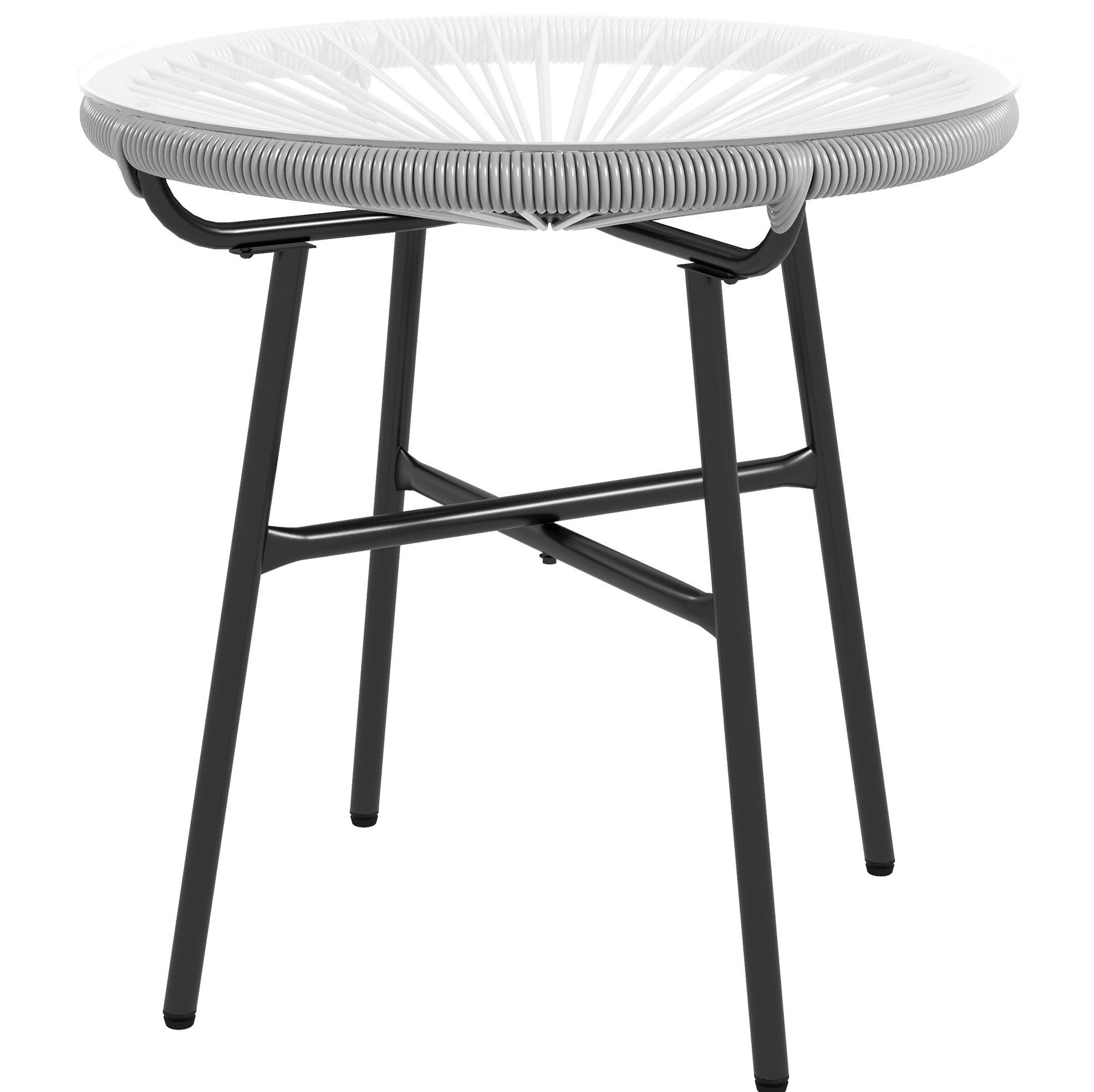 BEISTELLTISCH 50/50/50 cm grau aus Metall mit Glasplatte und PE-Rattan - Grau, Metall (50/50/50cm) - OKWISH