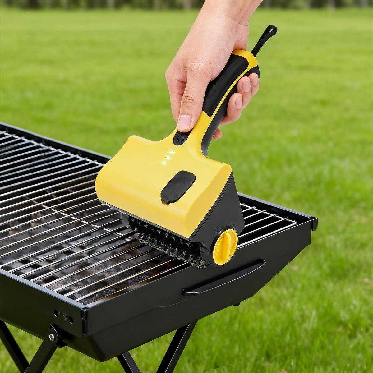 GRILLBÜRSTE Elektrische Metall & Kunststoff Schwarz, Schwarz - Gelb, Kunststoff (13cm) - Authentics