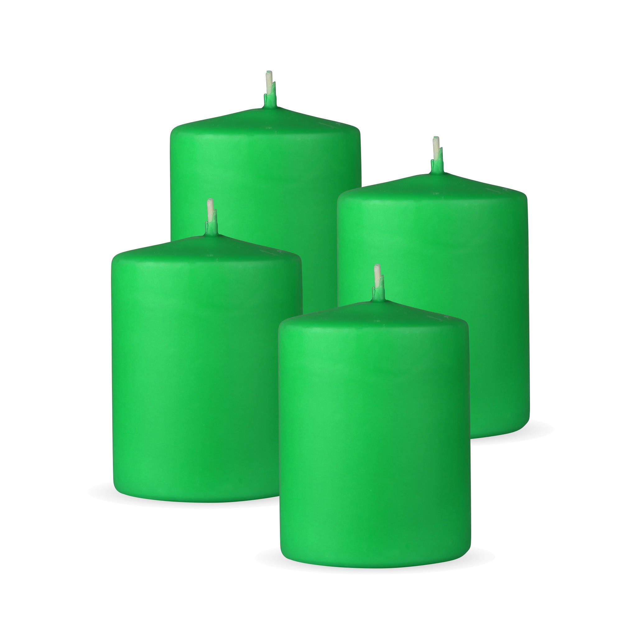 STUMPENKERZEN 4er Pack "Hellgrün", Größe Ø7cm x Höhe: 8 cm - Hellgrün, Naturmaterialien (7/8cm) - Bestlivings