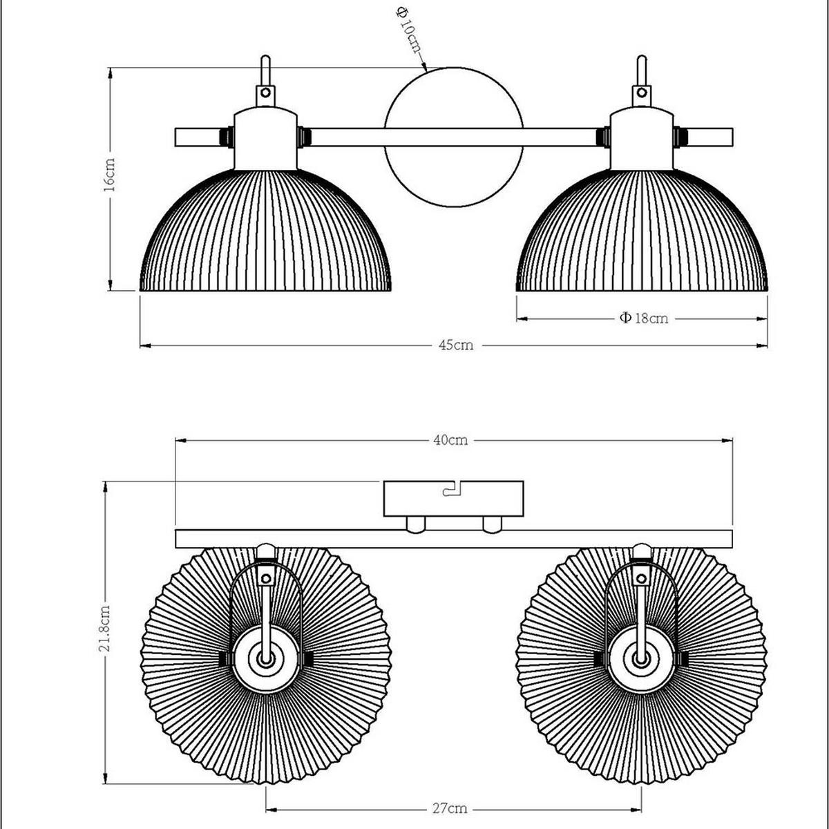 DECKENLEUCHTE Metall Schwarz-Gold - Schwarz, Metall (40/18/22cm) - Globo Lighting