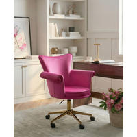 SCHREIBTISCHSTUHL Samtstoff Fuchsia Velencia - Pink, Textil (64/85/60cm) - Beliani