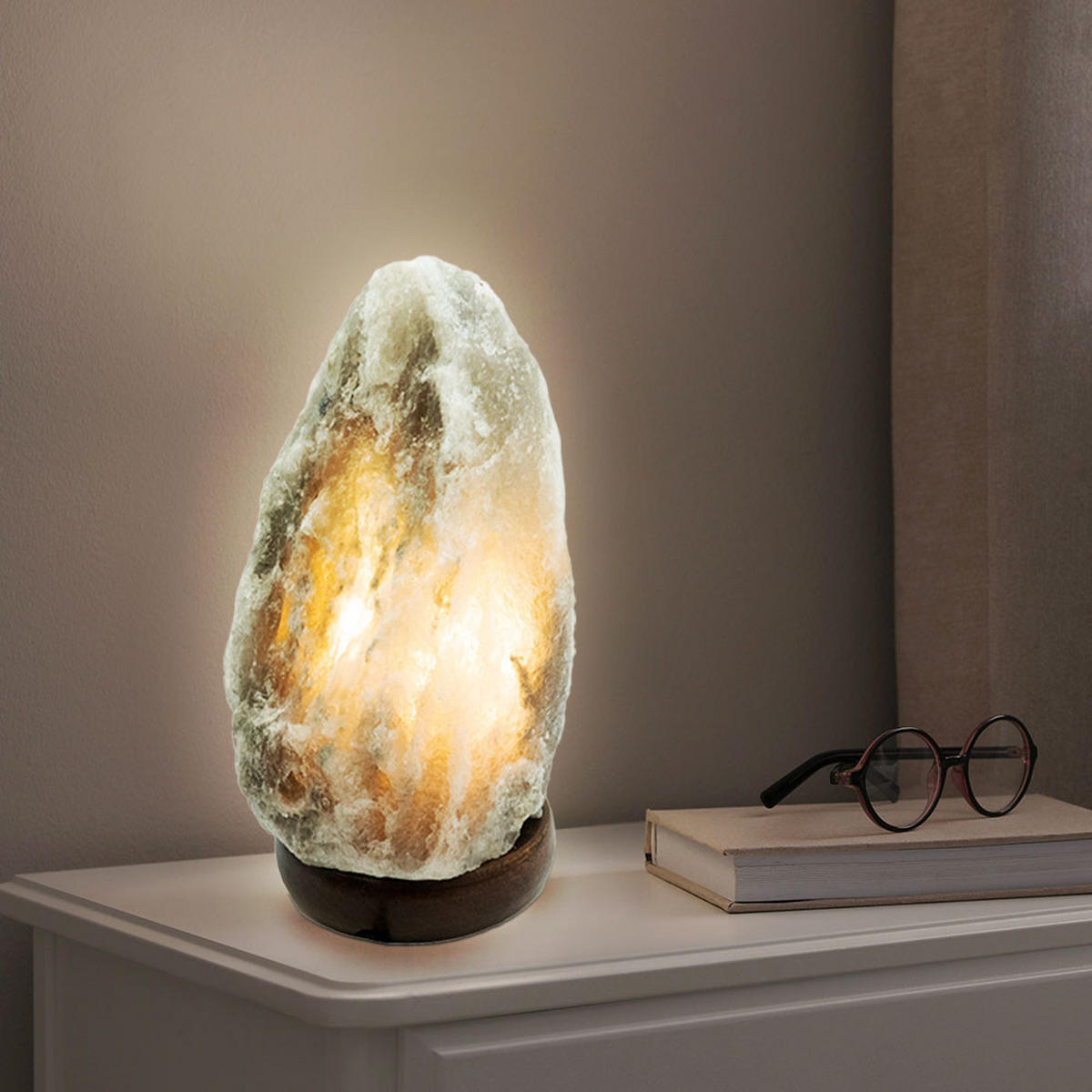 TISCHLEUCHTE Stein Holz Grau - Grau, Holz (11.4/11.4/20.3cm) - Globo Lighting