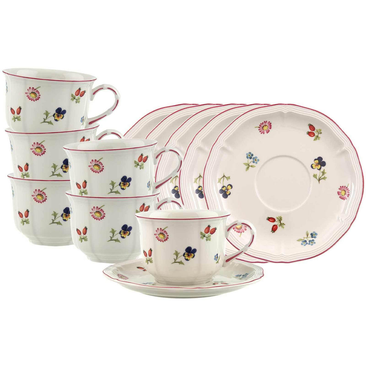 FRÜHSTÜCKSTASSEN MIT UNTERTASSEN Petite Fleur bunt 260 ml 6er Set - Multicolor, Keramik (0.26L) - Villeroy & Boch