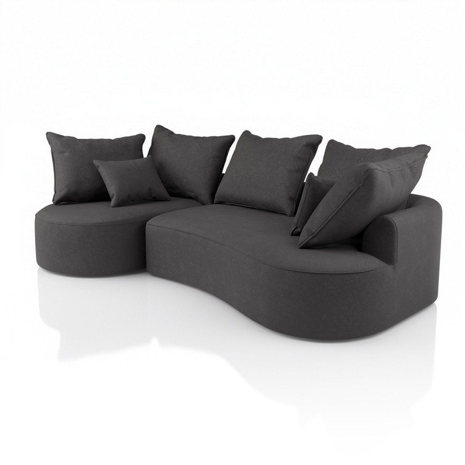 SOFA Tirano Samt Dunkelgrau mit Ottomane links - Dunkelgrau, Textil (102/300cm) - Juskys