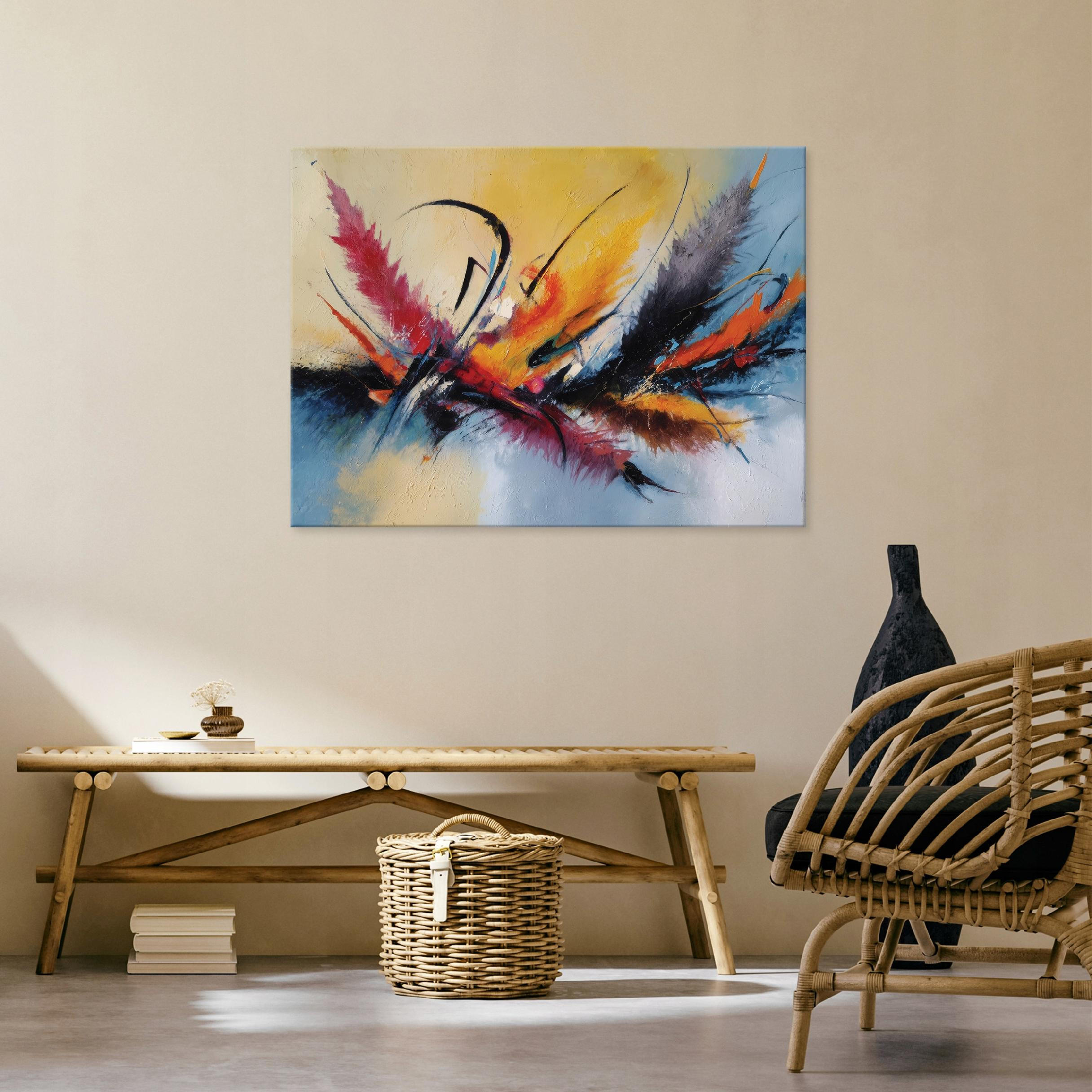 LEINWANDBILD Abstrakt Kunst Bunt 100x70 cm - Multicolor, Holzwerkstoff (100/70cm) - Wallarena