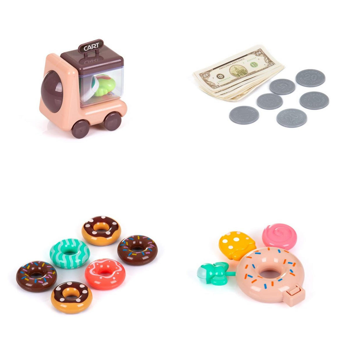 KAUFLADEN Donut Shop 34-teilig braun Donut-Shop, Mini-Ofen, Licht, Donuts, Kekse, Lutscher, Spielgeld - Braun, Kunststoff (14/27/30cm) - Chipolino