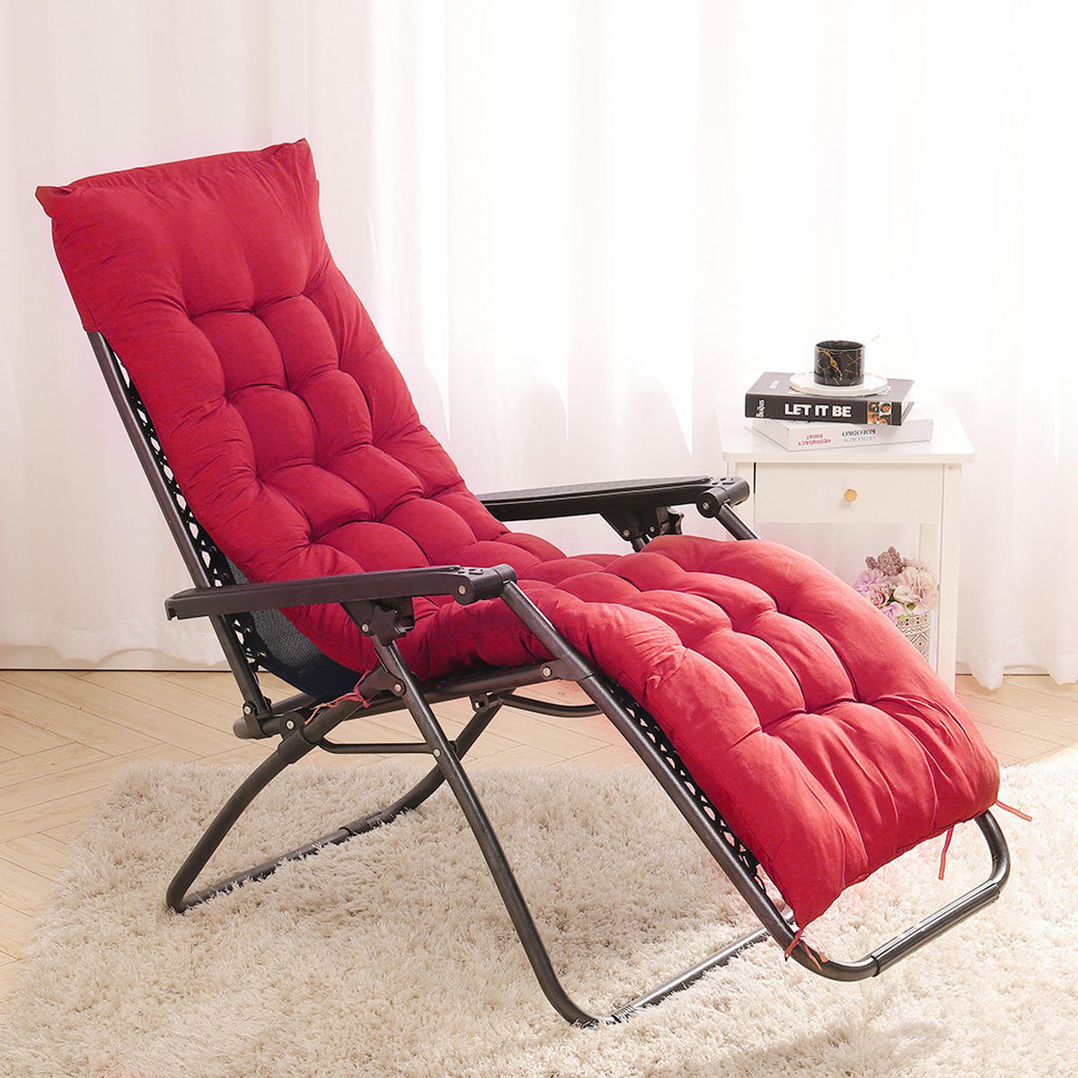 SONNENLIEGENAUFLAGE für Garten- und Terrassenstühle aus Polyester Schaumstoff in Rot 160 cm B x 50 cm - Rot, Textil (50/160cm) - Livingandhome