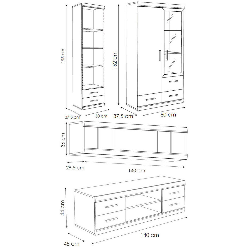 Thumbnail - Feldmann-Wohnen Wohnzimmer-Set, Braun, Holz, 270x195x45 cm, Wohnzimmer, Wohnwände, Wohnwand-Sets