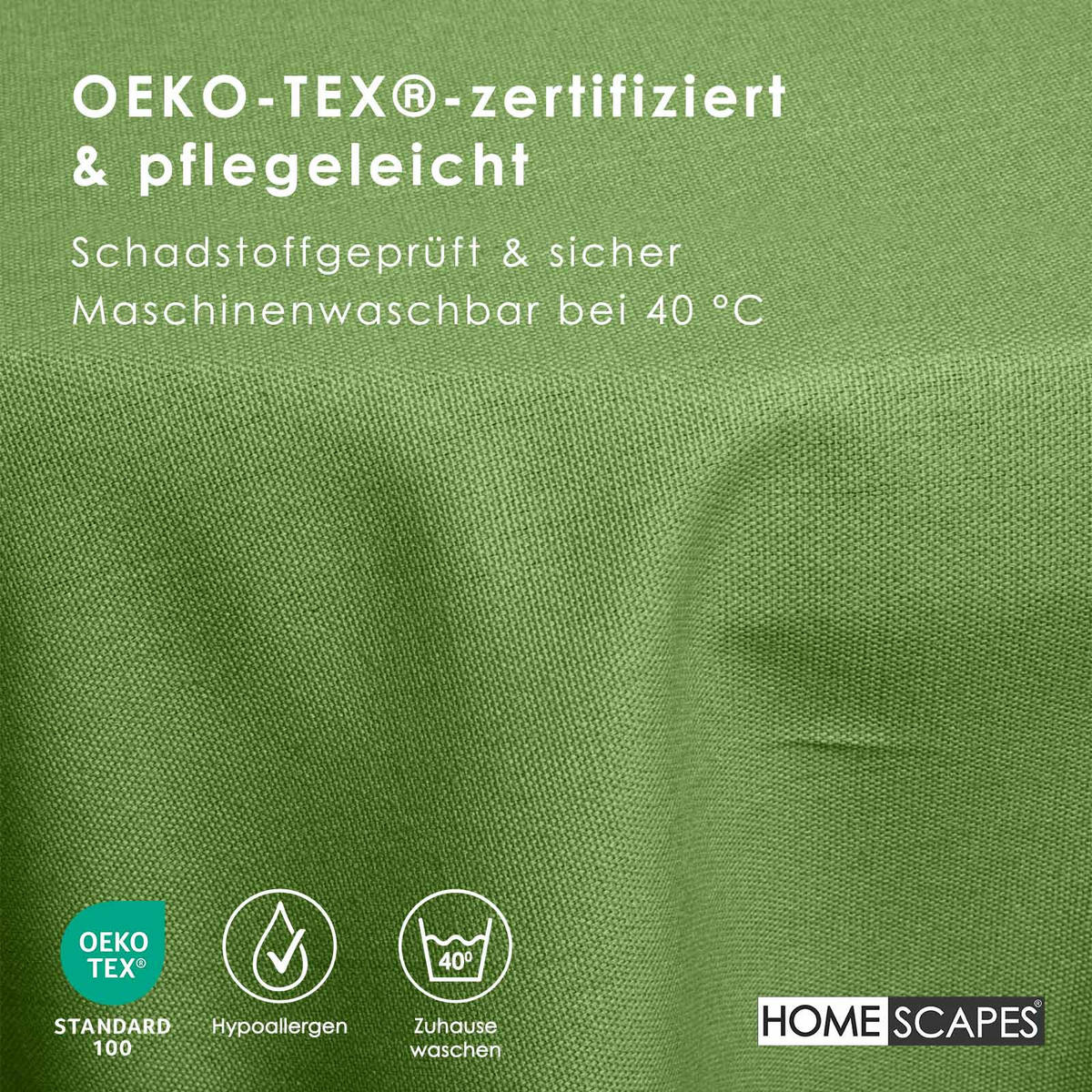 TISCHDECKE olivgrün rund 178 cm, 100% Baumwolle - Olivgrün, Textil (178/178cm) - Homescapes