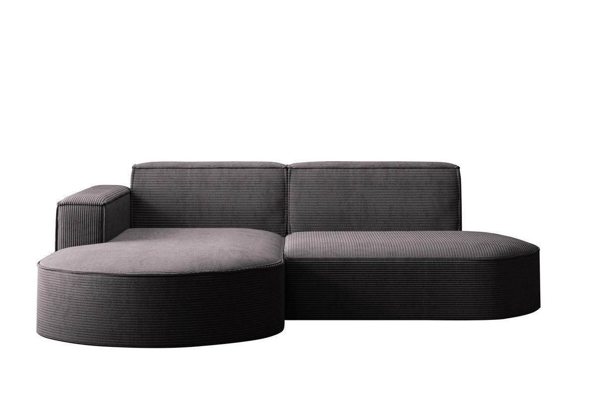 ECKSOFA Designer MODENA STUDIO stoff Dicker cord Poso Dunkelgrau Links - Dunkelgrau, Holzwerkstoff/Textil (165/236cm) - Kaiser Möbel