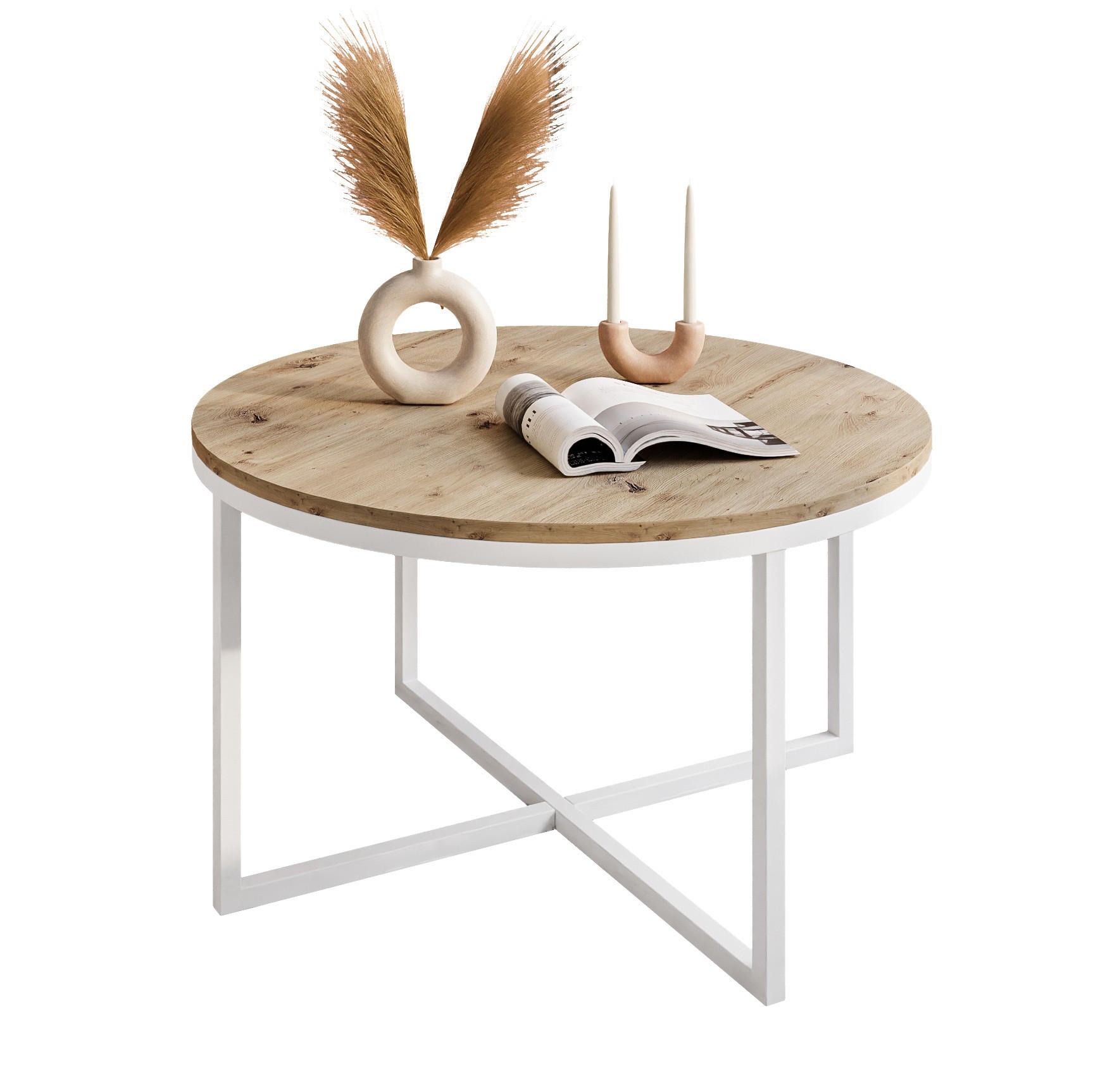 COUCHTISCH CIRI-X Eichenholz Artisan - Weiß/Eiche Artisan, Holzwerkstoff (70/70/45.6cm) - Lookway