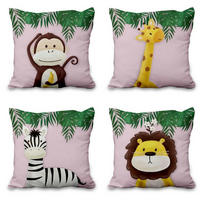 ZIERKISSENBEZUG 51 x 51 cm 4er Set Cartoon Tiere - Multicolor, Textil (51/51cm)