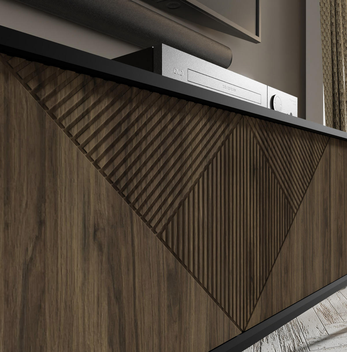 KOMMODE Schwarz, Walnuss, Gold 180/88/40 - Schwarz, Holzwerkstoff (180/88/40cm) - RAUMHIRSCH FURNITURE