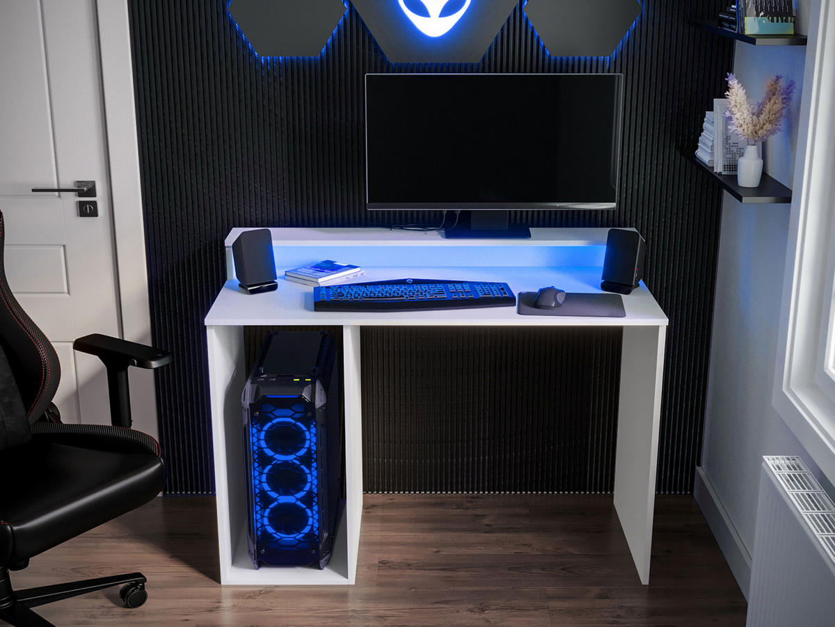 SCHREIBTISCH Gamer II - Weiß, Holzwerkstoff (48/106/90cm) - MIRJAN24
