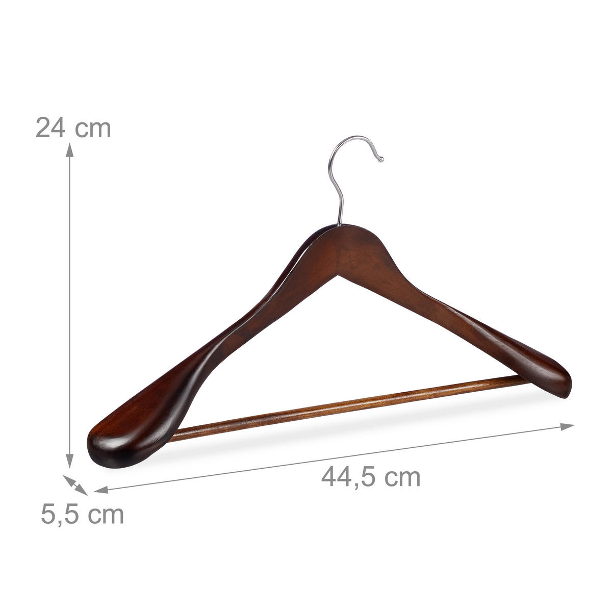 5XVEŠIAKY na oblek - tmavohnedá, kov/drevo (44.5/24/5.5cm) - Relaxdays