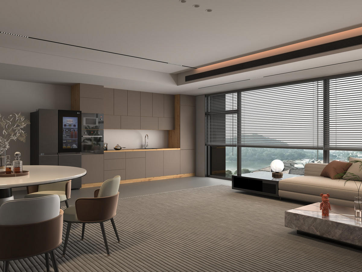 KÜCHENZEILE 360 - Langen KL3-M360 in Beige/Matt - Beige/Schwarz, Holz (360/248/58cm)