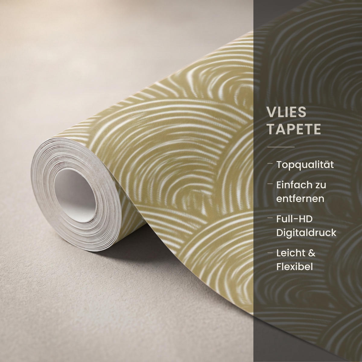 TAPETE - Fächer - Geometrisch - Grün - 500x300 cm - Goldfarben, Papier (500/300cm) - OnlyWow