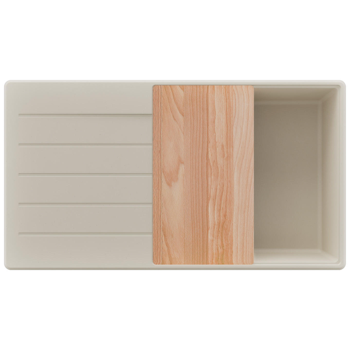 SPÜLBECKEN Kopenhagen, 2-er set Beige 90/50 cm 1 Becken + Ablauf-Set + Schneidebrett ab 60er Unterschrank - Beige, Kunststoff (90/20/50cm) - Primagran