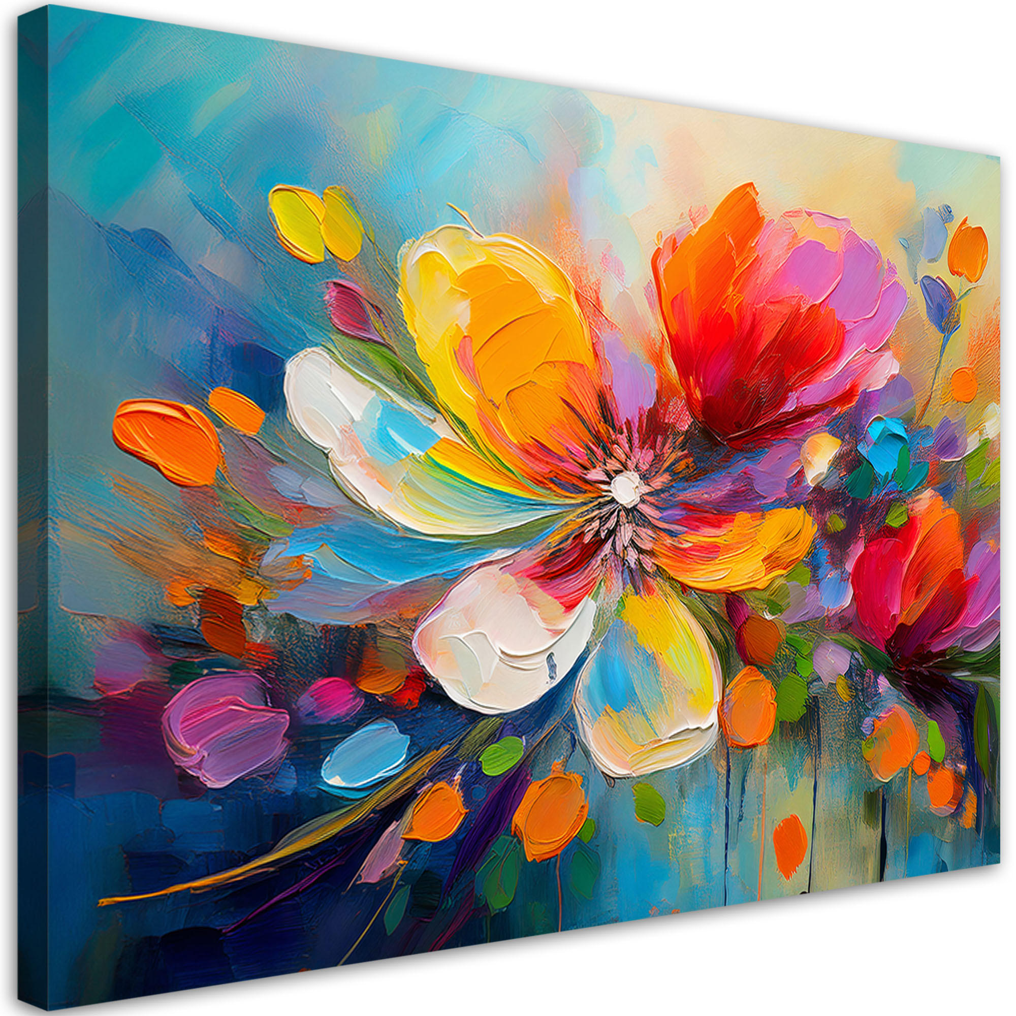 WANDBILD bunte blume - Multicolor, Textil (60/40cm) - Feeby