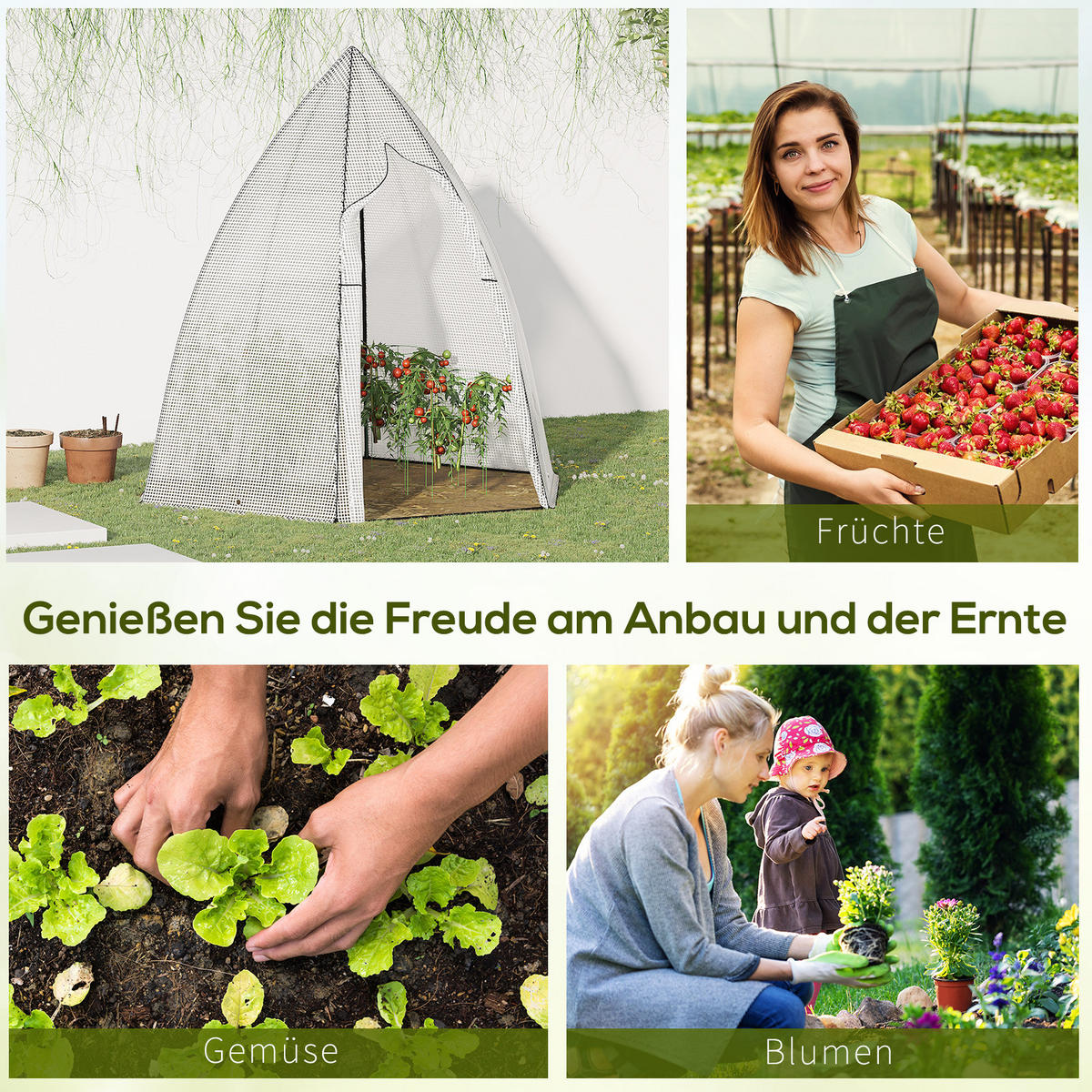 FOLIENGEWÄCHSHAUS, Weiß, Metall, PE-Kunststoff - Weiß, Kunststoff (140/180/160cm) - Outsunny