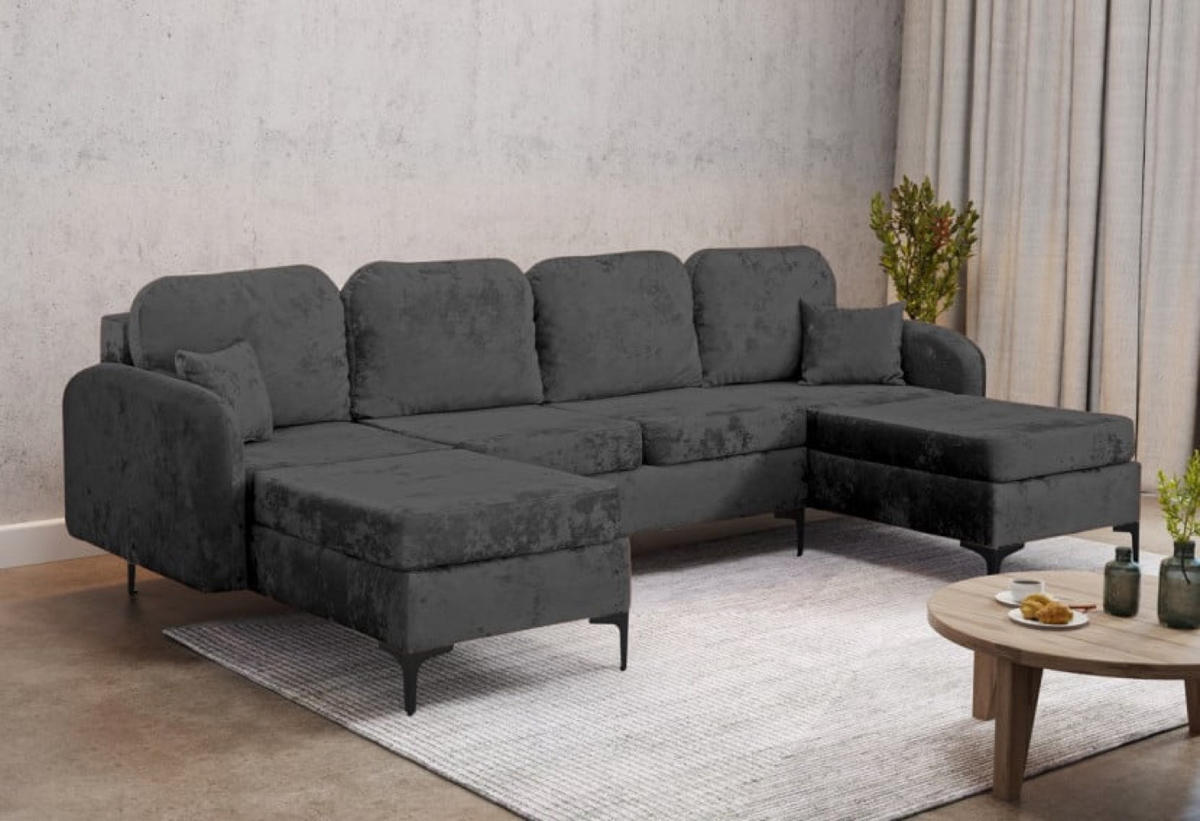 ECKSOFA Grafit VENI U Groß - Graphitfarben, Textil (294/172cm) - Sepro Meble