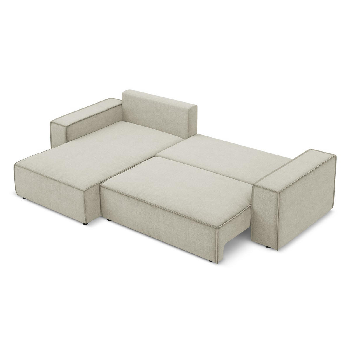 ECKSOFA mit Schlaffunktion Strukturstoff Stoff Beige - Beige/Creme, Kunststoff/Textil (185/290cm) - LaMiaSofa