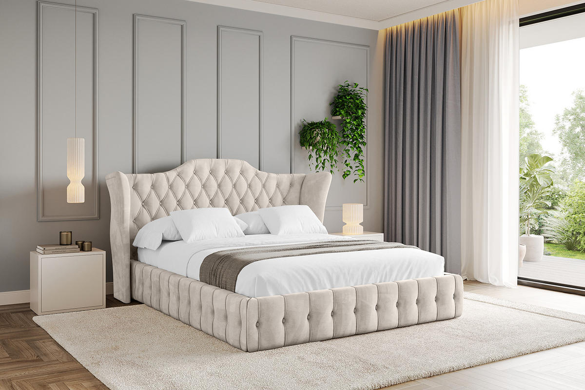 POLSTERBETT mit Bettkasten und Lattenrost, Bett mit Matratze H3/H4 - MODY 120x200 Beige - Beige, Holzwerkstoff/Textil (120/200cm) - ALTDECOR