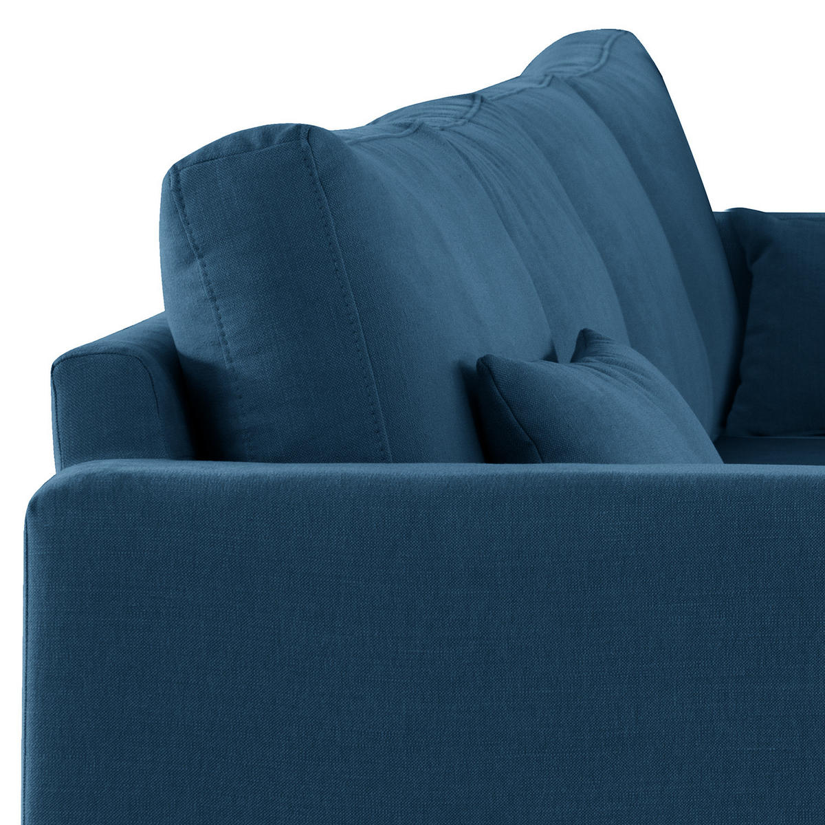 ECKSOFA mit Longchair - Blau/Eichefarben, Naturmaterialien/Eichenholz (281/153cm) - home24
