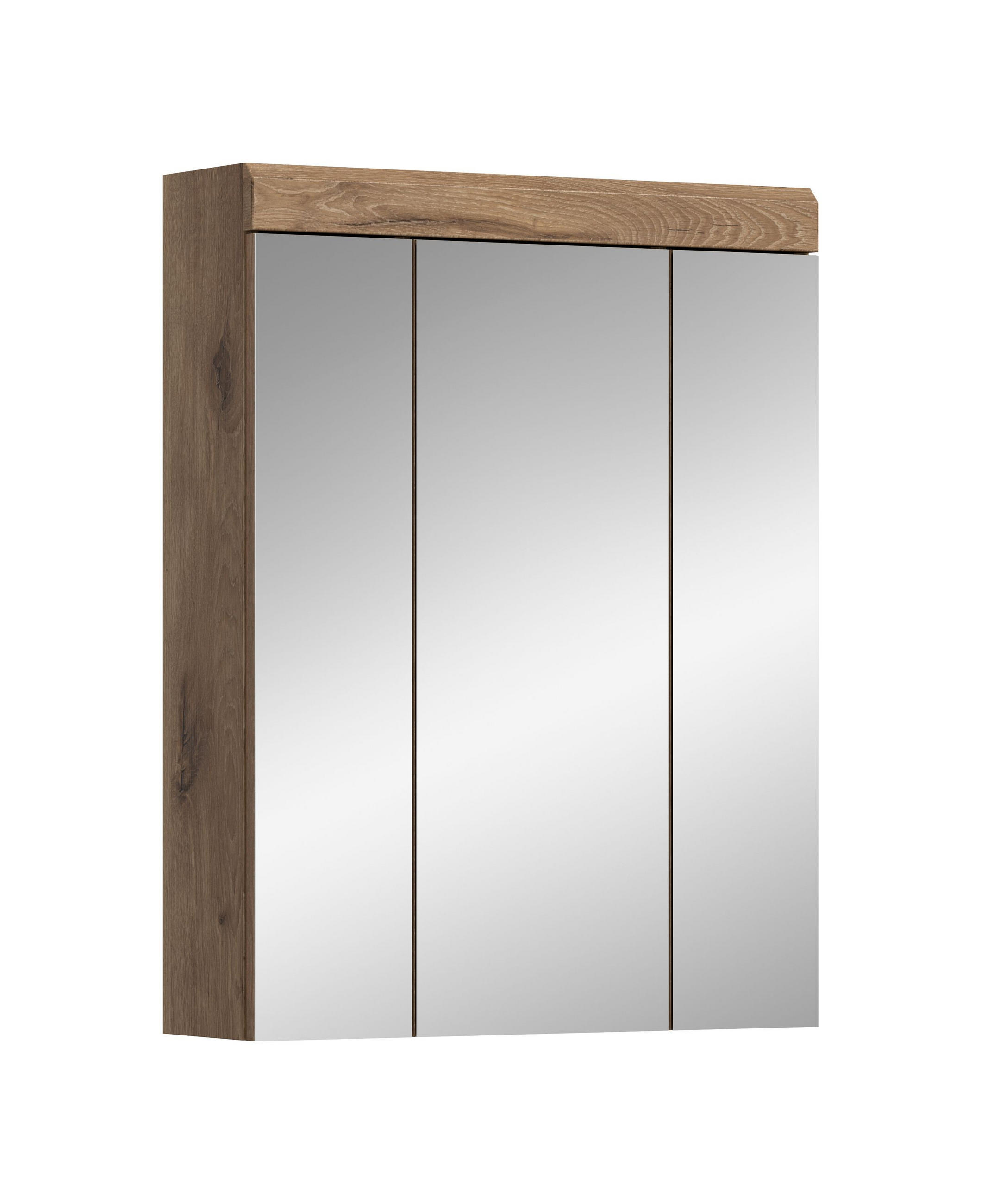 SPIEGELSCHRANK Wave Bad in Nox Oak Nachbildung - modernes Design - B/H/T: 60x79x18 cm - Eichefarben, Glas (60/79/18cm)