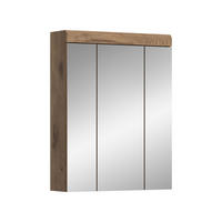 SPIEGELSCHRANK Wave Bad in Nox Oak Nachbildung - modernes Design - B/H/T: 60x79x18 cm - Eichefarben, Glas (60/79/18cm)