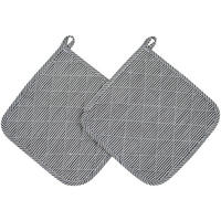 TOPFLAPPEN, 2er-Set, 24x24 cm, 100% Baumwolle, Grau - Schwarz/Weiß, Textil (24/24cm) - Zollner
