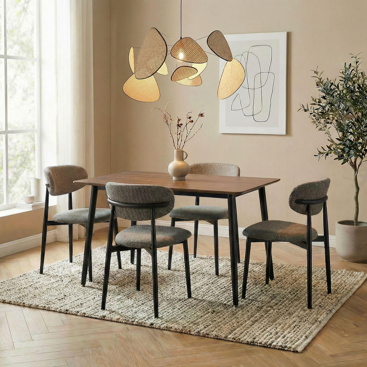 ESSGRUPPE NORA AZUL 5er Set nussbaum - Nussbaumfarben, Holzwerkstoff/Metall - IDIMEX