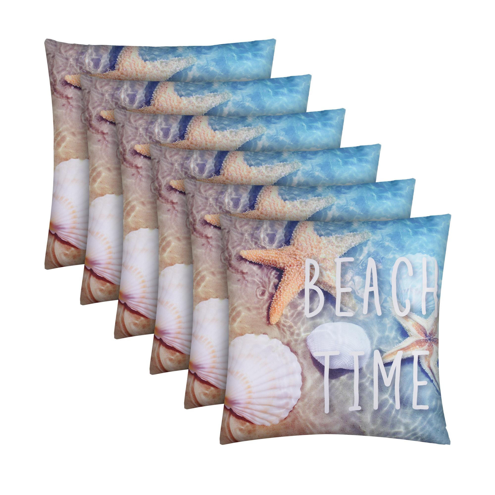 OUTDOORKISSEN 45x45 cm wasserabweisend "Beach Time" 6er-Pack - Hellblau, Kunststoff (45/45cm)