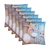 OUTDOORKISSEN 45x45 cm wasserabweisend "Beach Time" 6er-Pack - Hellblau, Kunststoff (45/45cm)