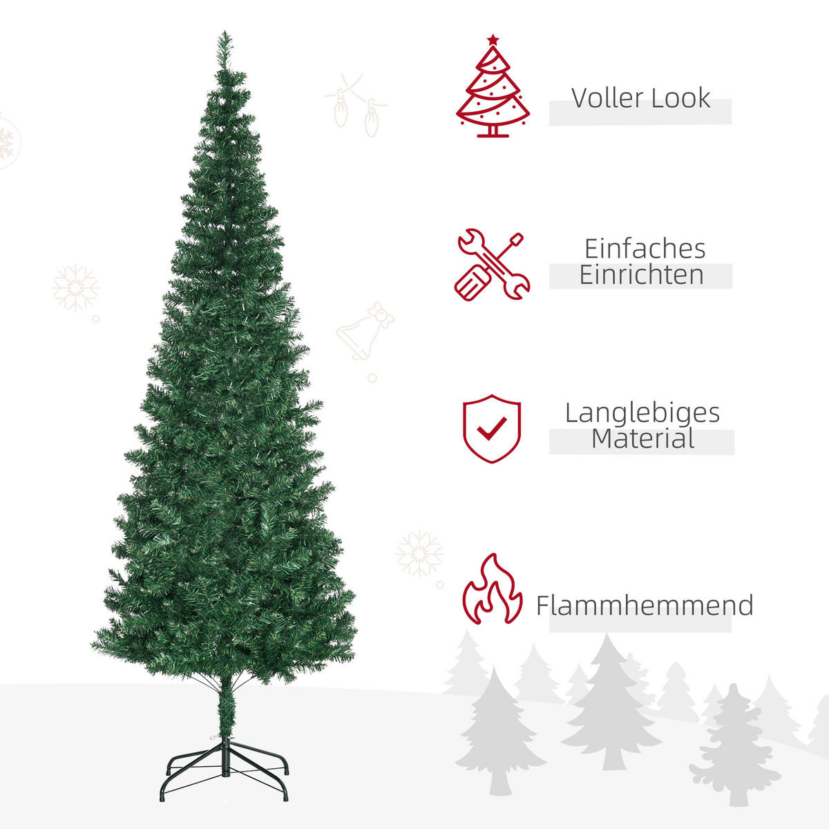 WEIHNACHTSBAUM Christbaum Kunsttanne Tannenbaum mit Beere Metallfuß PET - Grün, Kunststoff (210cm) - HOMCOM