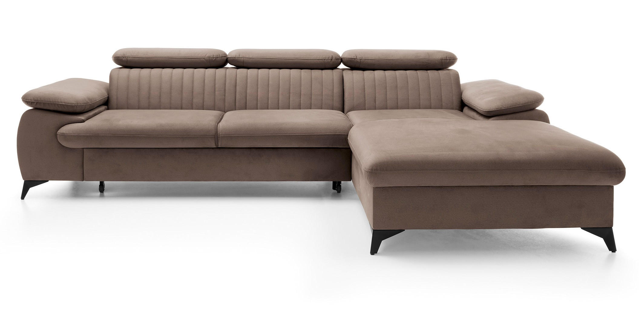 ECKSOFA 280 cm Xanto M, Schlaffunktion, verstellbaren Kopfstützen, Rechts, Braun - Braun, Holz (193/280cm) - Emporius