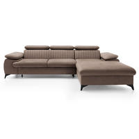 ECKSOFA 280 cm Xanto M, Schlaffunktion, verstellbaren Kopfstützen, Rechts, Braun - Braun, Holz (193/280cm) - Emporius