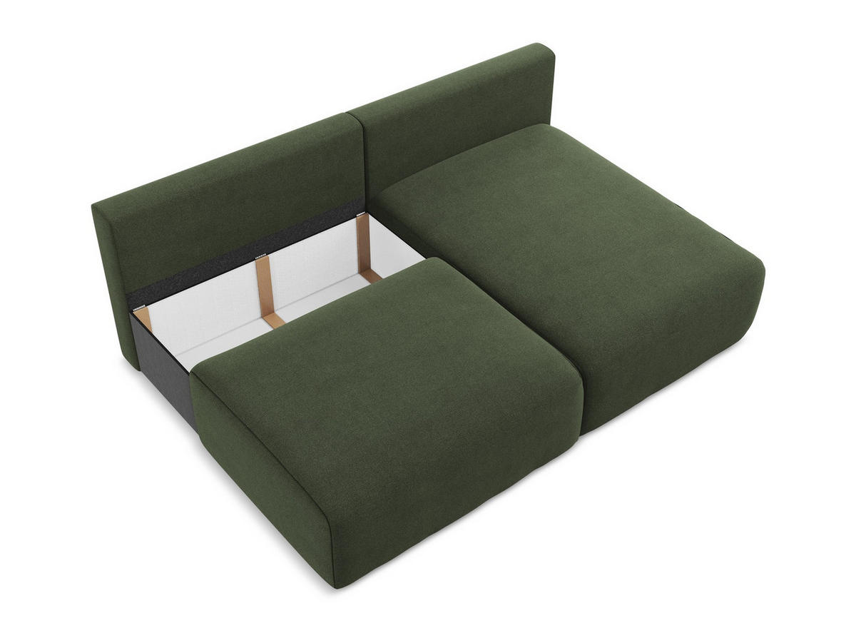 ECKSOFA mit Schlaffunktion rechts Strukturstoff Stoff Grün - Blau/Schwarz, Kunststoff/Textil (210/149cm) - Makamii
