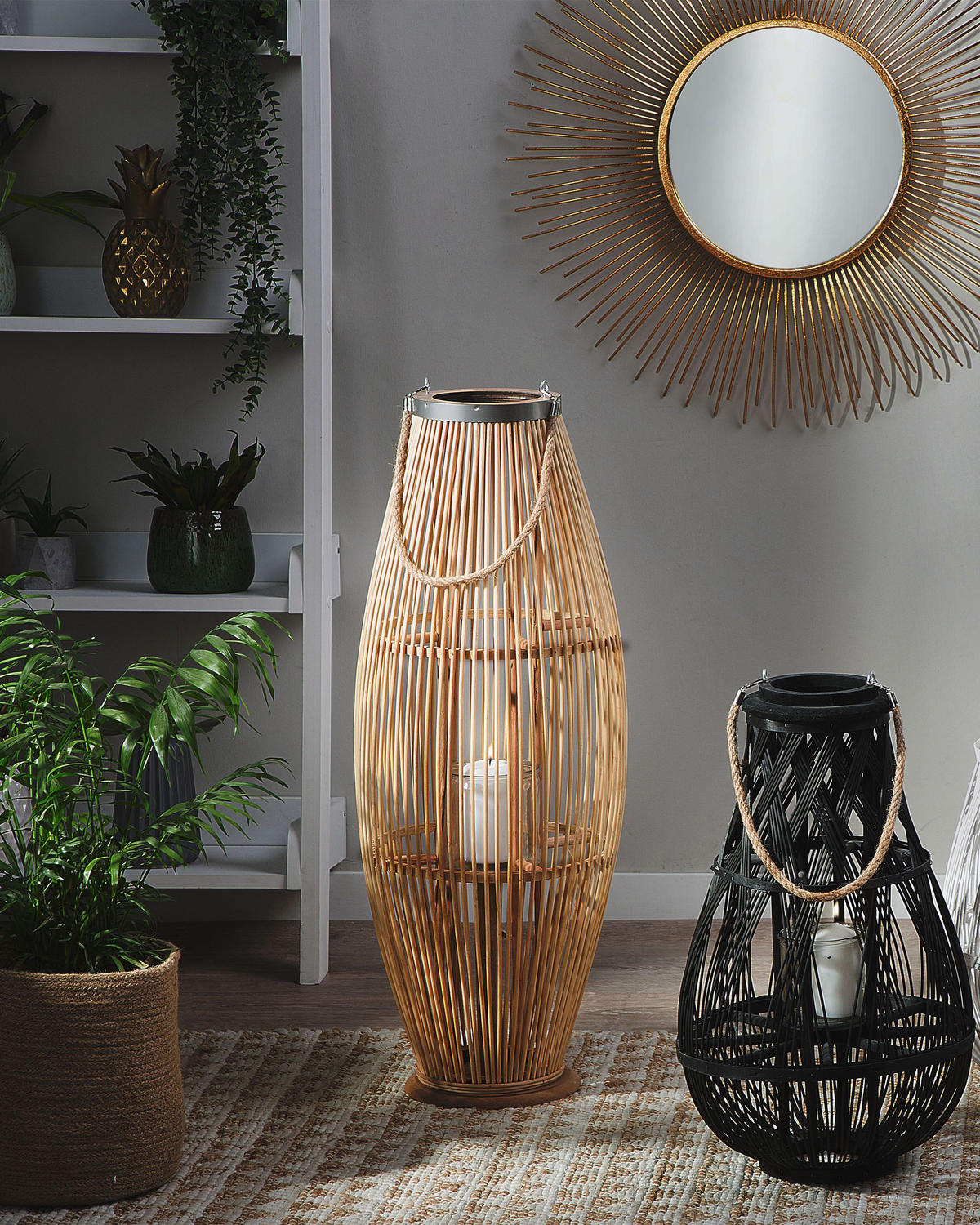 LATERNE Heller Holzfarbton Tahiti - Hellbraun, Holz (32/84/32cm) - Beliani