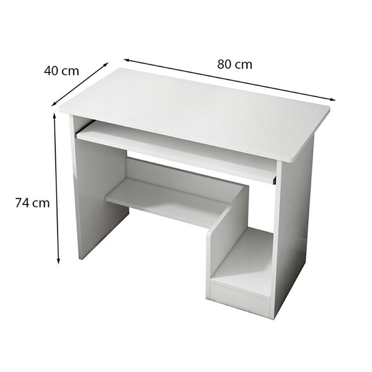 COMPUTERTISCH, weiß 80/40/74 cm - Weiß, Holzwerkstoff (40/80/74cm)