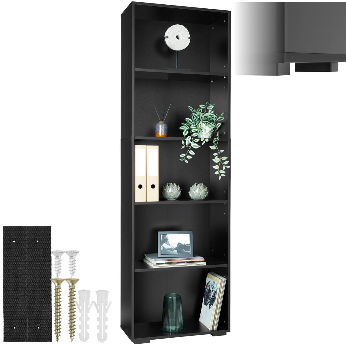 BÜCHERREGAL Lexi,60 x 30 x 190 cm,schwarz - Schwarz, Holz (30/190/60cm) - tectake