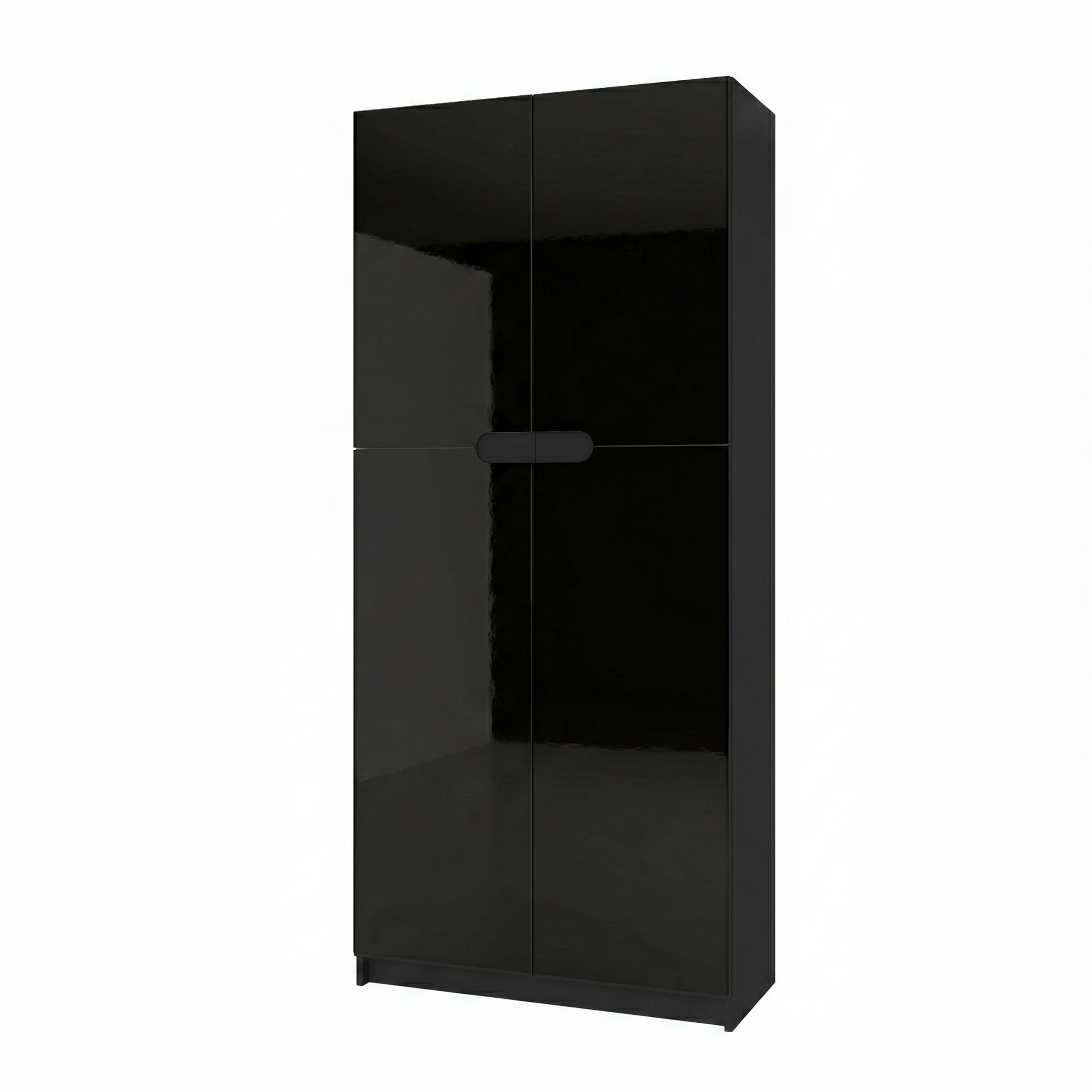 BÜROSCHRANK Logan Fronten in Schwarz Hochglanz - Schwarz Hochglanz, Holzwerkstoff (82/184/37cm) - Vladon