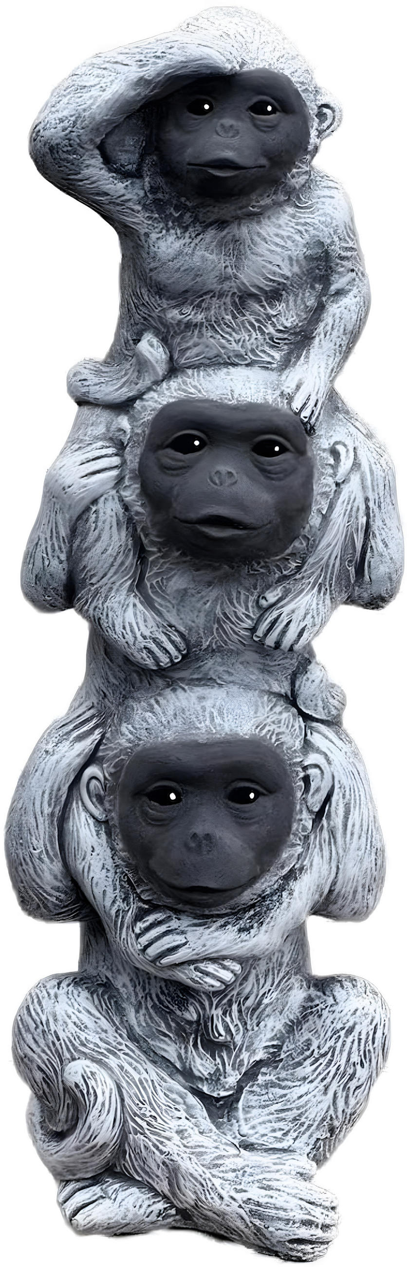 STEINFIGUR 3er Affenbande Affen frostfest - Grau, Stein (15/48/15cm) - stoneandstyle