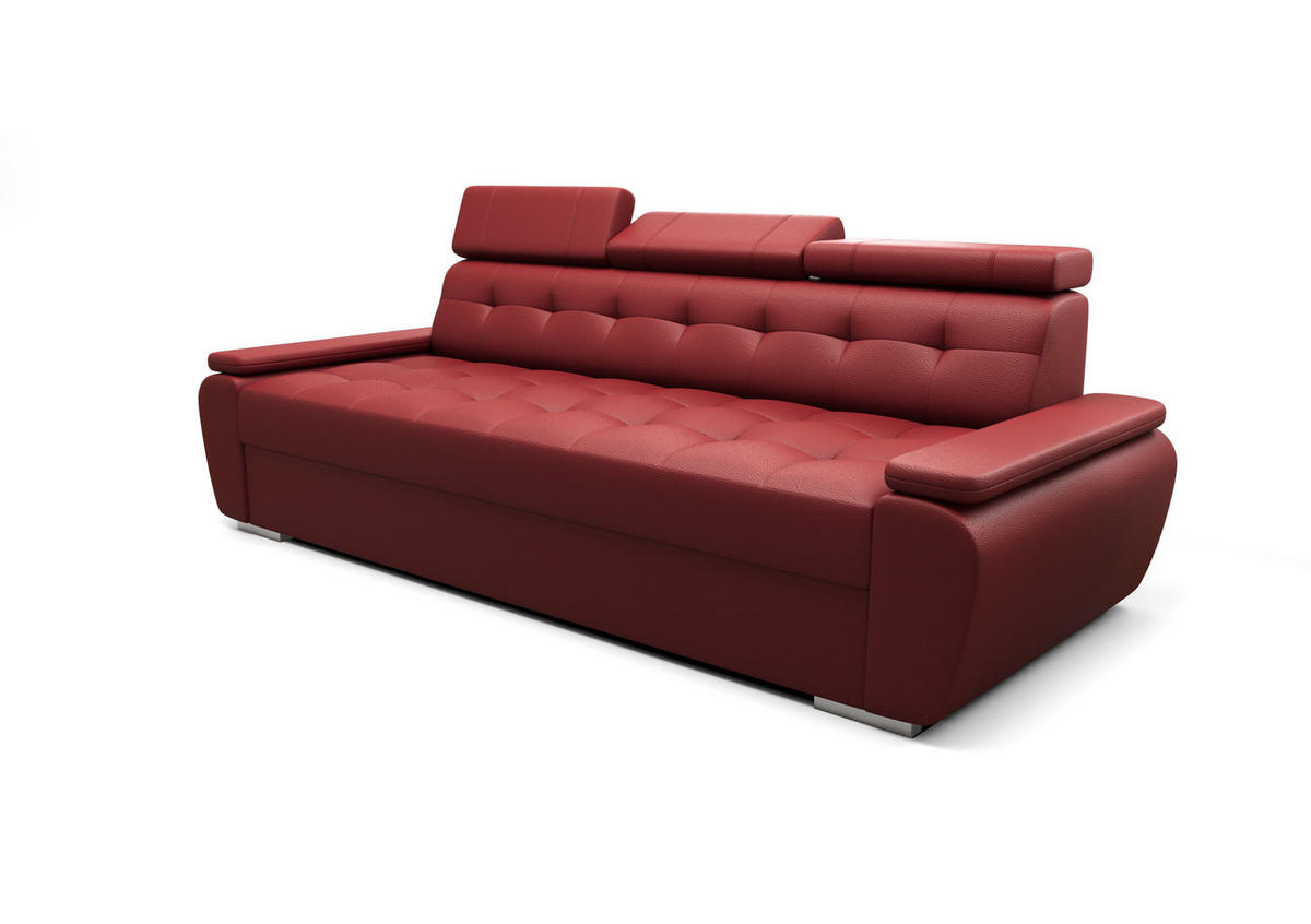 SCHLAFSOFA KONGO 01, Sofa mit Schlaffunktion, Farbe: Rot, Kunstleder - Rot, Textil (230/90/95cm) - O-Sofa