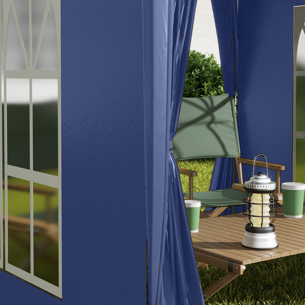 PAVILLON 2x2 m faltbar 4 Seiten - Blau, Metall (200/240/200cm) - Fortuna Lai